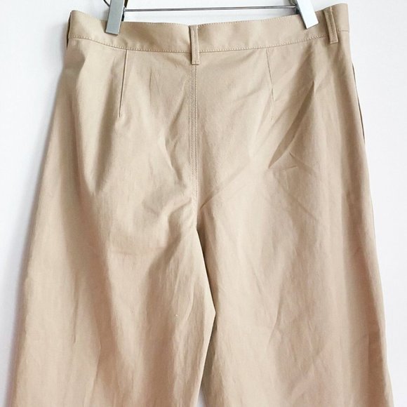NWT Zara Asymmetrical Waistline Wide Leg Cargo Desert Khaki Pants L - Picture 7 of 9